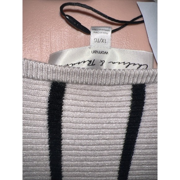 Chelsea & Theodore Women's Plus Size 1X Long Sleeve Boatneck Striped Sweater NWT - Picture 6 of 9